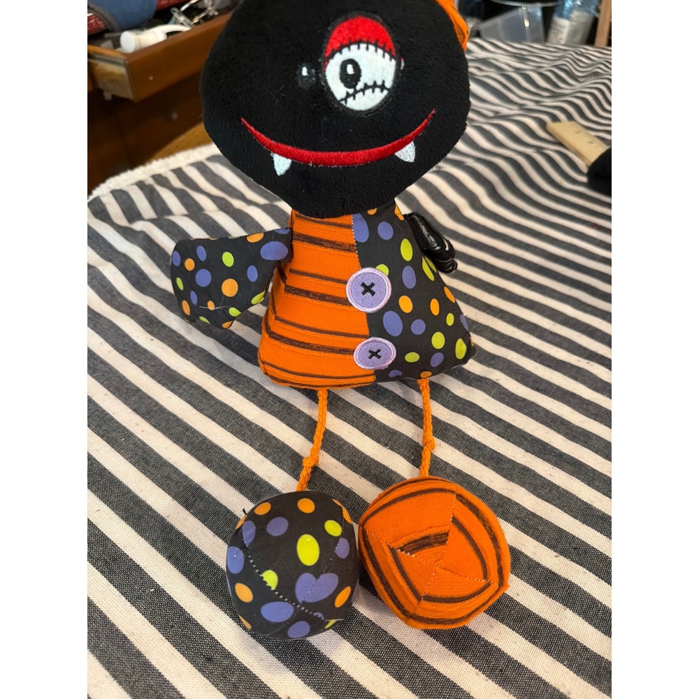 Ganz Stringees Bat Plush Halloween Monster Black Orange Polka Dot Striped
